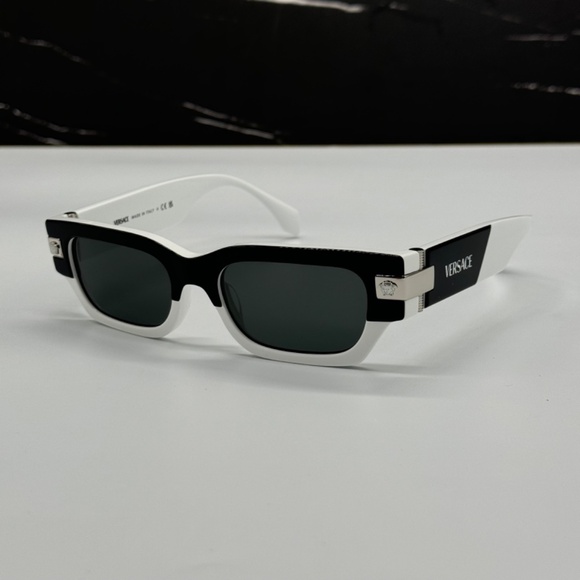 NEW VE4465 5459/87 VERSACE SUNGLASSES VE4465 545987 BLACK WHITE MOD 4465 EYEWEAR - Picture 2 of 11